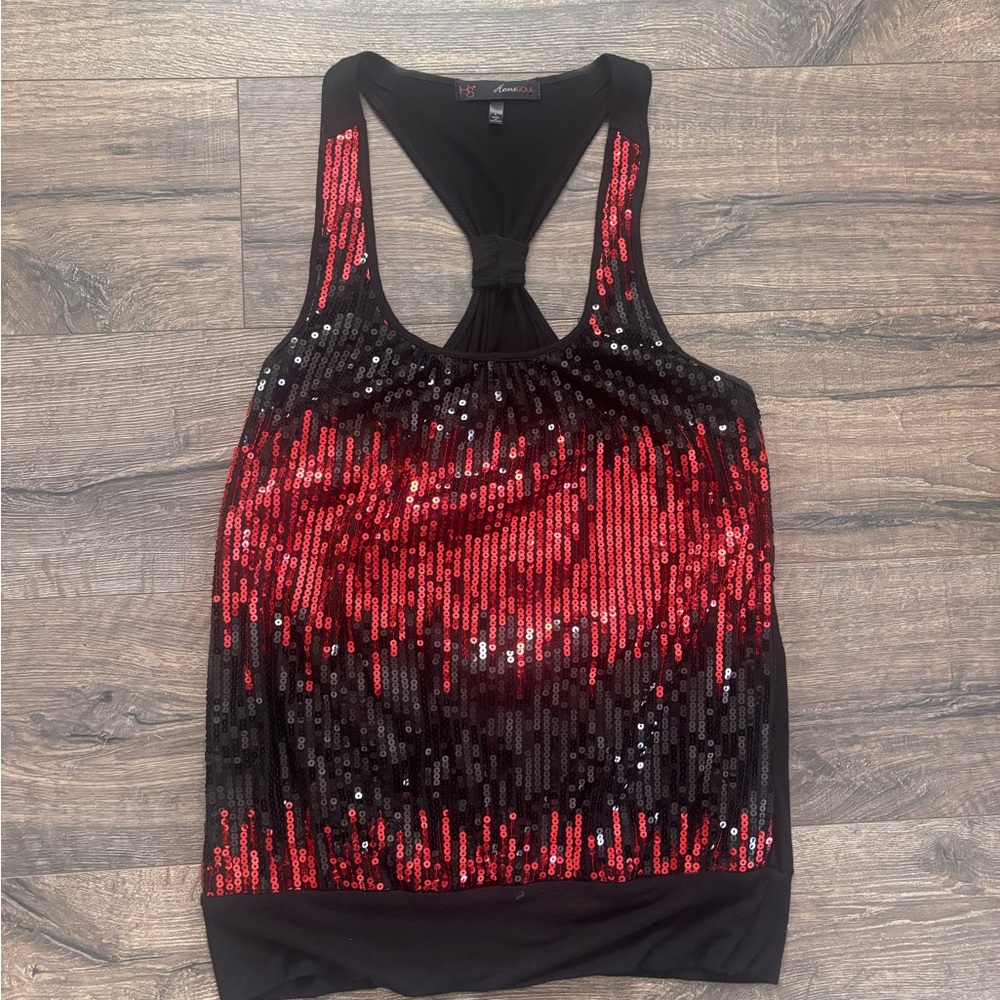 HeartSoul Black and Red Sequin Tank Top